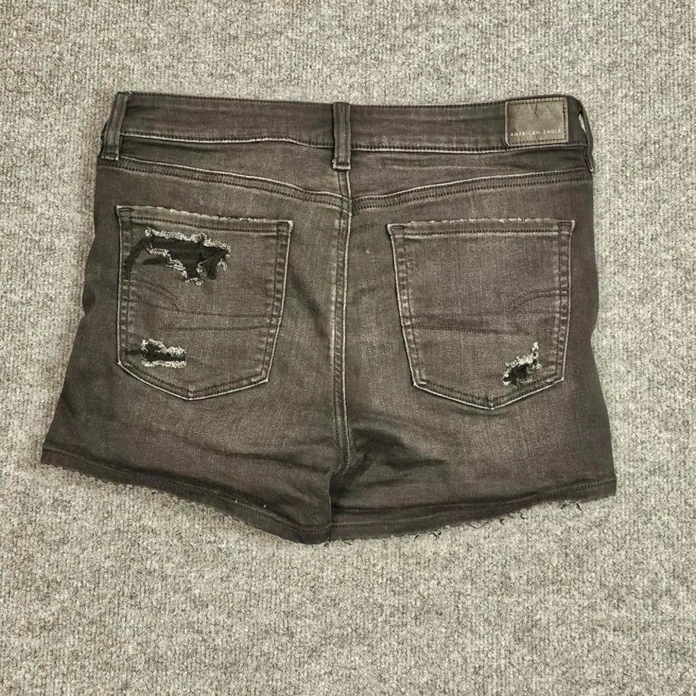 American Eagle next level stretch black‎ distressed denim shorts - Picture 2 of 5